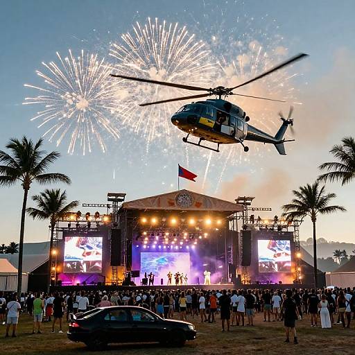 Tropical Festival Stage with Fireworks