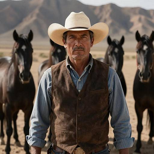 Rugged Cowboy in Desert Landscape