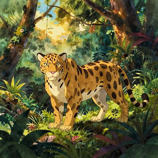 Majestic Panther in Vibrant Jungle