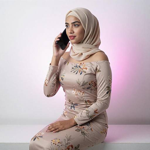 Young Woman in Beige Hijab Portrait