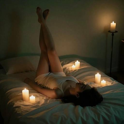 Candlelit Silhouette on Rumpled Bed