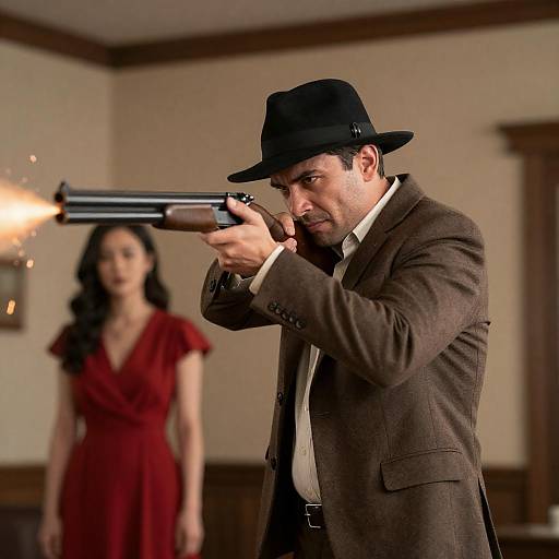 Action-Packed Scene in Vintage Style