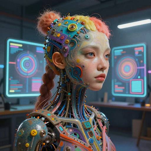 Surreal AI Painter in Futuristic Studio