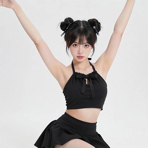 Portrait of Asian Woman with Twin Buns