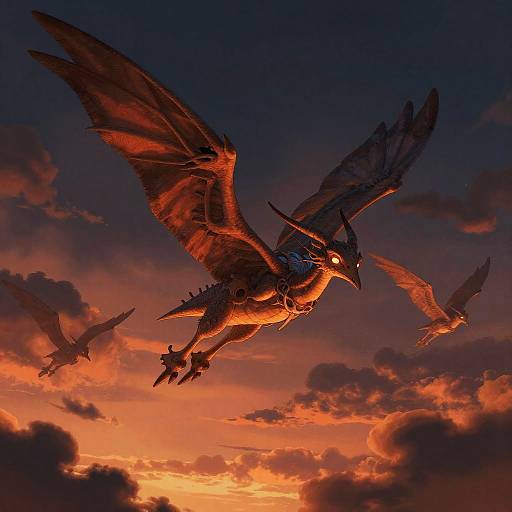 Criaturas Voladoras en Cielo Crepuscular