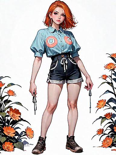 Stylish Redhead Woman in Casual Outfit