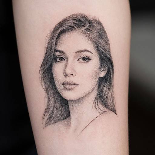 Pointillism Tattoo Style Woman Portrait