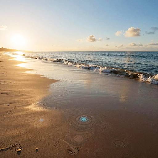 Tranquil Sunrise Beach with AI Fractals