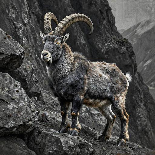Charcoal Mountain Goat Artwork