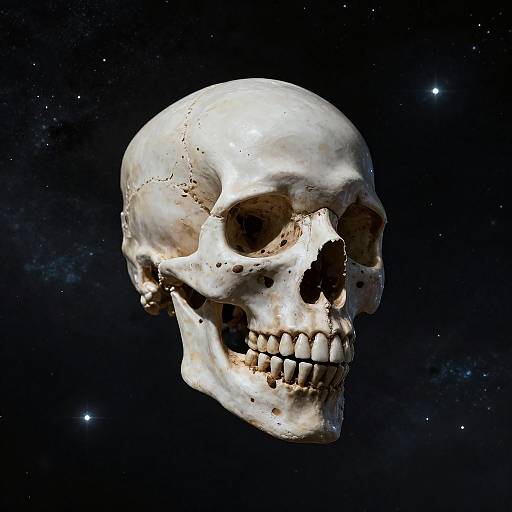 Weightless Thelemic Skull in Space