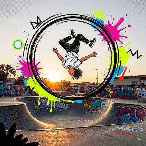 Bold Gymnast Backflip Street Art
