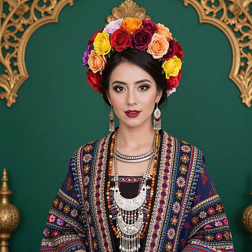 Colorful Woman with Floral Headpiece
