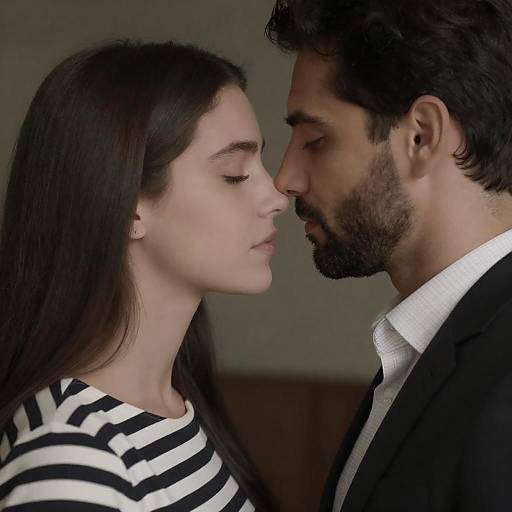 Intimate Close-Up Couple Nearly Kissing