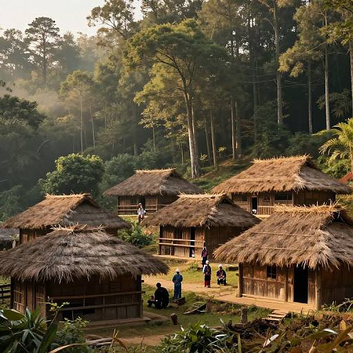Ancient Forest Village in Morning Light