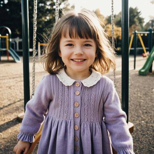 Smiling Toddler Girl in Lavender Cardigan at Playground
