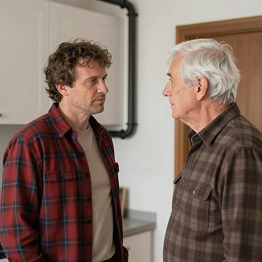 Two Men in a Cozy Kitchen Scene