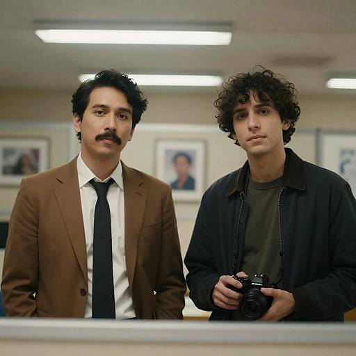 Two Men in an Office Behind Glass