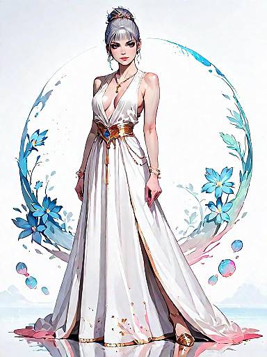 Realistic Comic Woman in Chic Beige