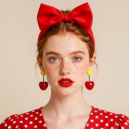 Freckled Beauty in Polka Dots
