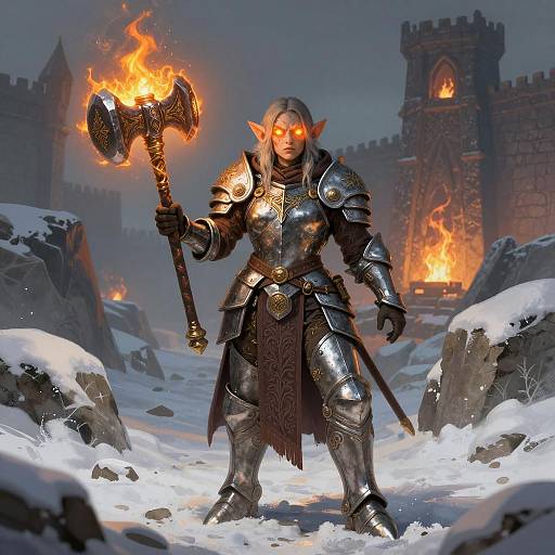 Epic Female Dwarf Cleric in Fantasy Scene