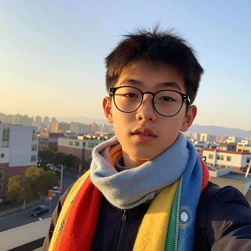 Youthful Selfie with Golden Glow