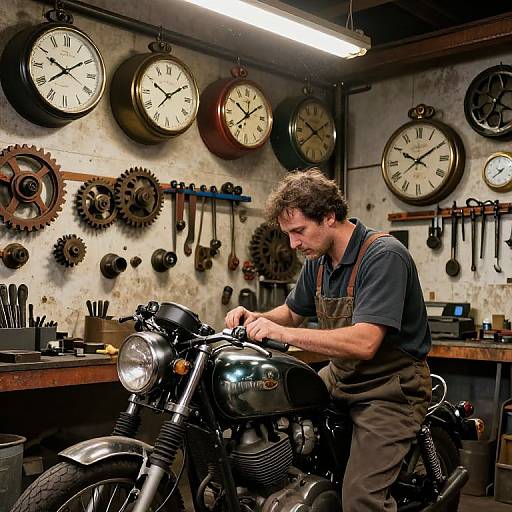 Vintage Industrial Workshop with Mechanic