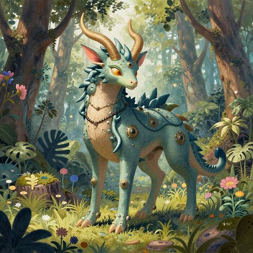 Colorful Realistic Meahophontron in Mythical Forest