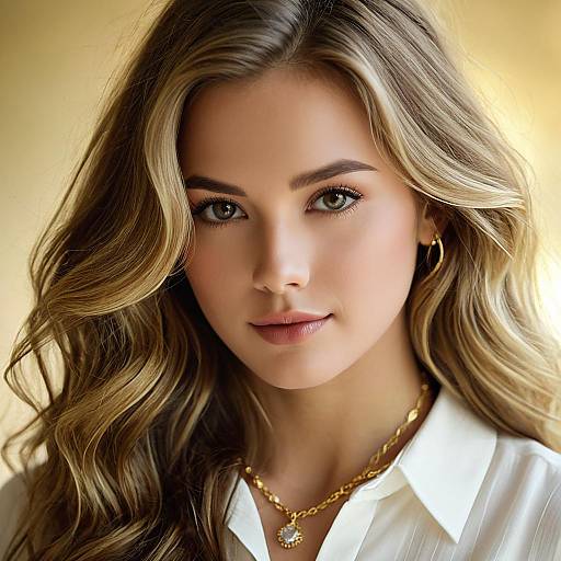 Portrait of Young Woman with Wavy Hair