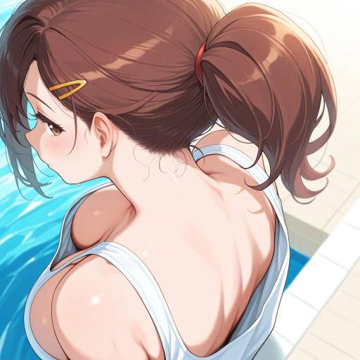 Anime Girl by Swimming Pool
