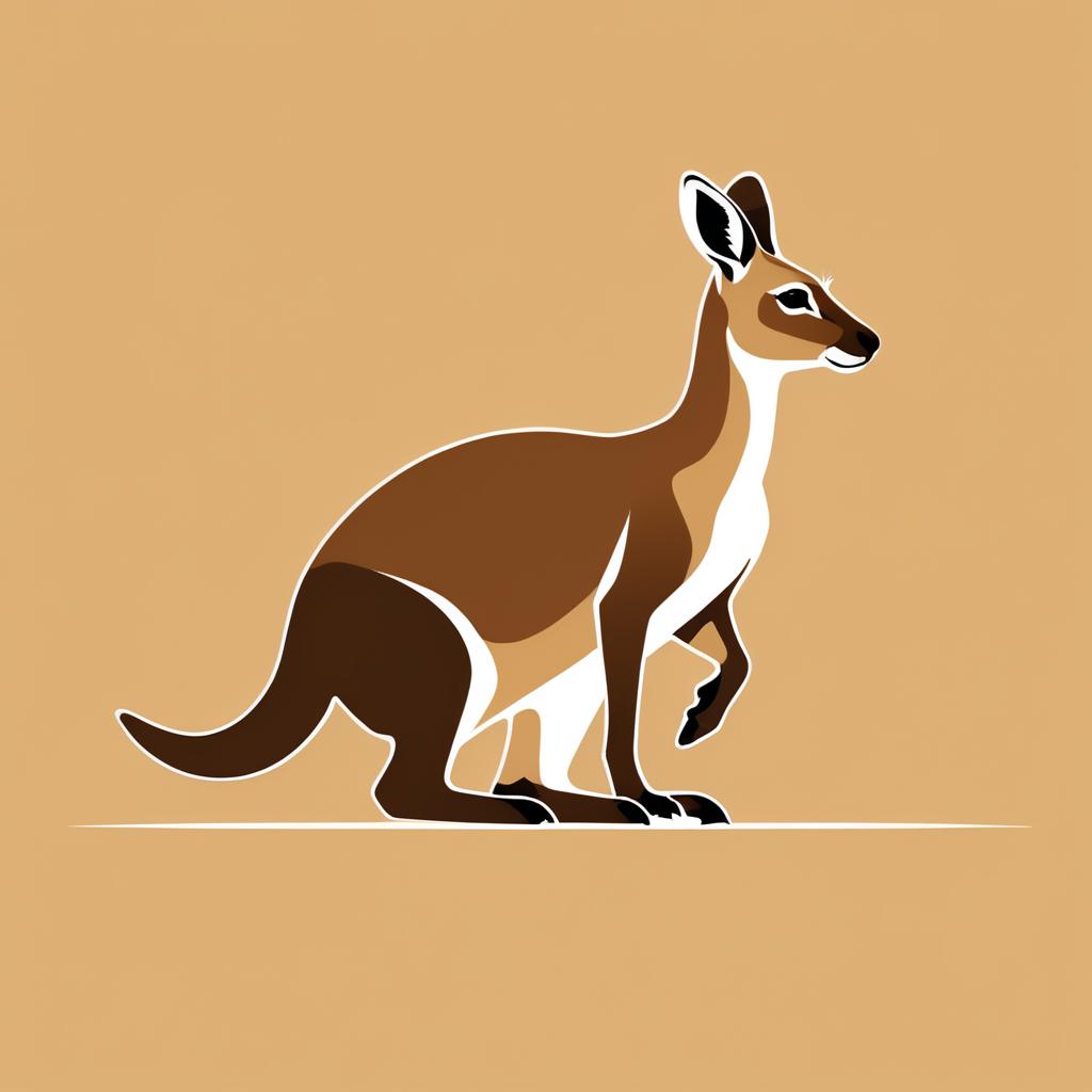 Minimalist Sepia Kangaroo Illustration