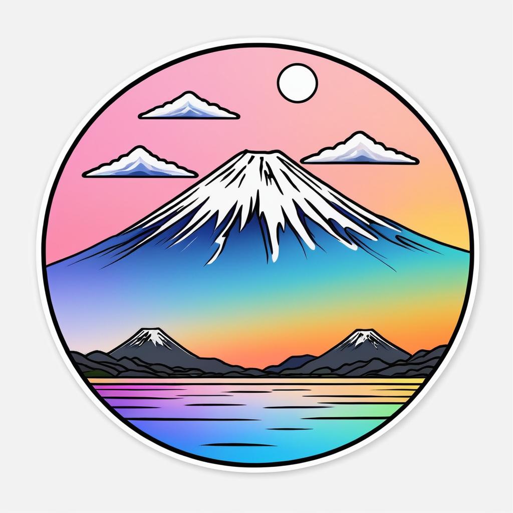 Minimalist Cute Mount Fuji Sticker Design