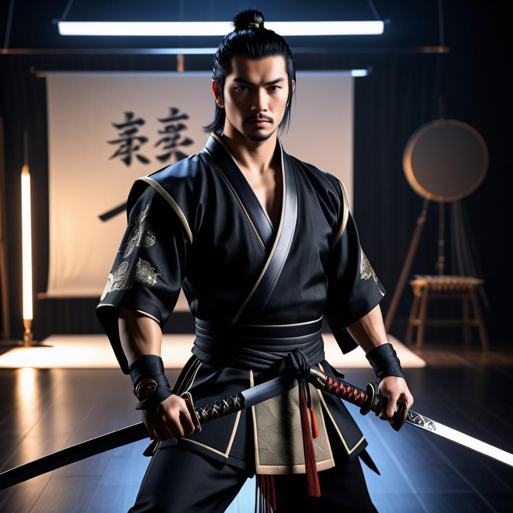 Realistic Samurai Fashion Photography Set