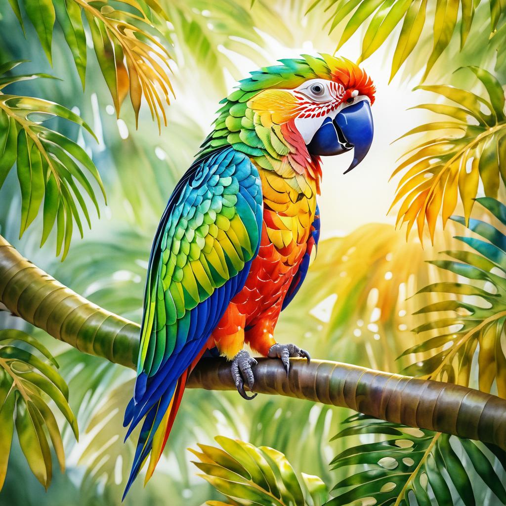 Vibrant Parrot in Golden Hour Lighting