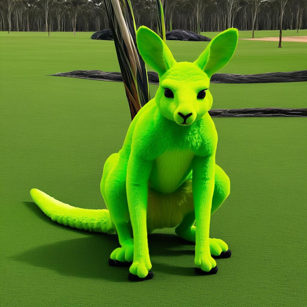 Fierce Kangaroo in Chaotic Lime Colors