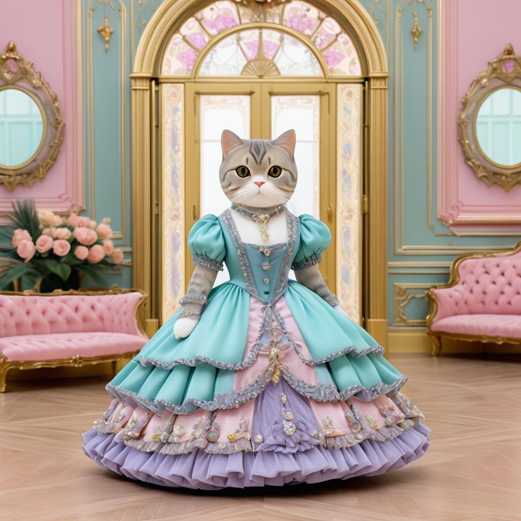 Scottish Fold in Victorian Ball Gown