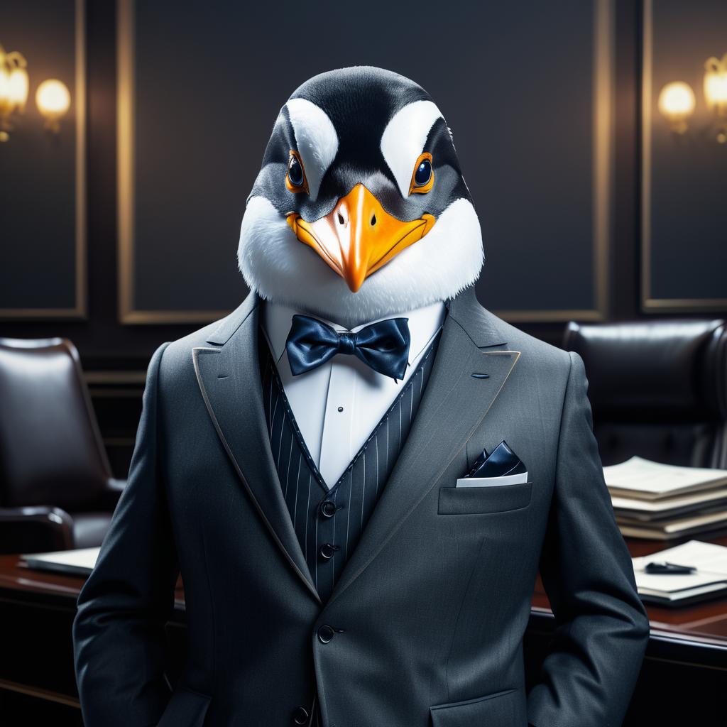 Business Penguin: A Majestic Digital Painting