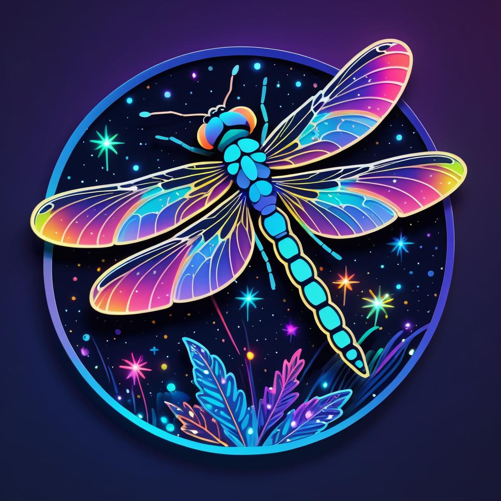 Vibrant Dragonfly Night Sky Sticker