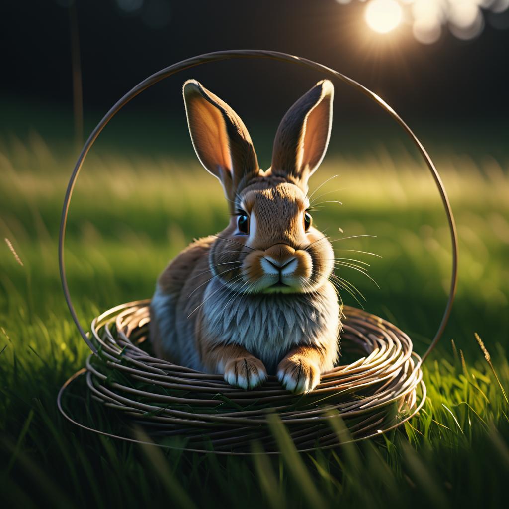 Cinematic Rabbit Portrait in Meadow