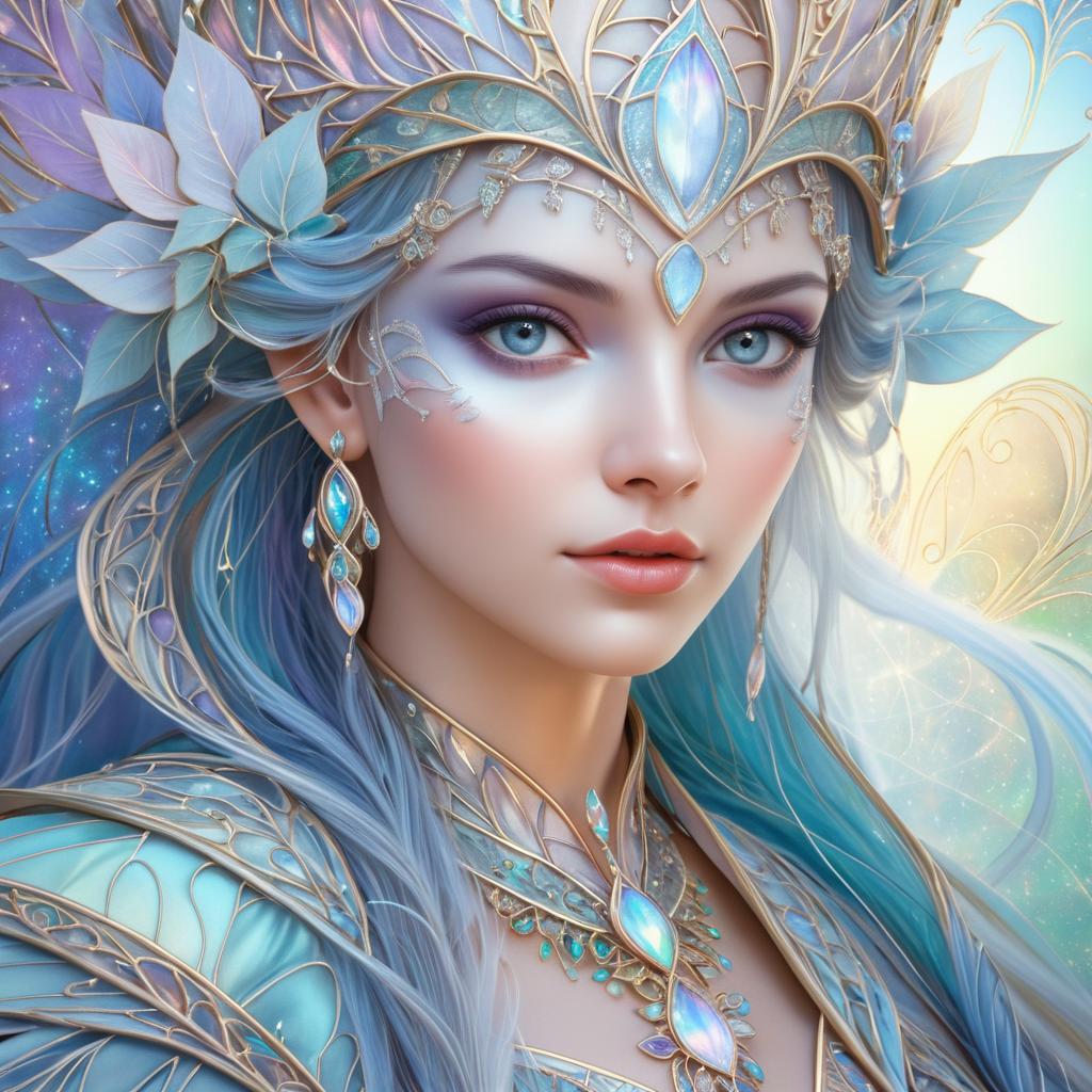 Exquisite Elven Queen in Pastel Elegance