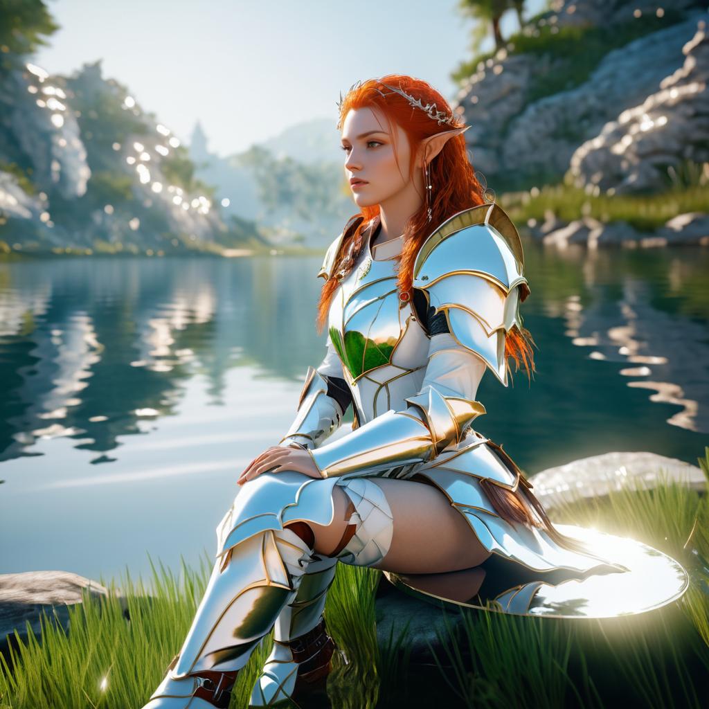 Elegant Redhead Elf Warrior by the Lake