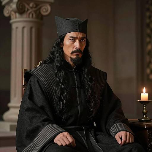 Mysterious Man in Dimly Lit Room