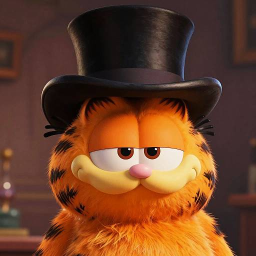 Whimsical Garfield Wearing Top Hat