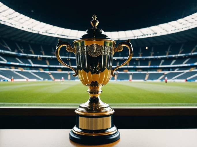 FA Cup Trophy in Stadium Setting
