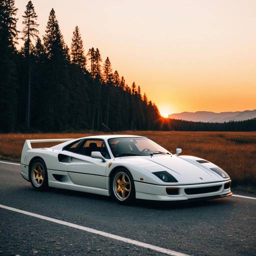 White Ferrari F40 on Sunset Road
