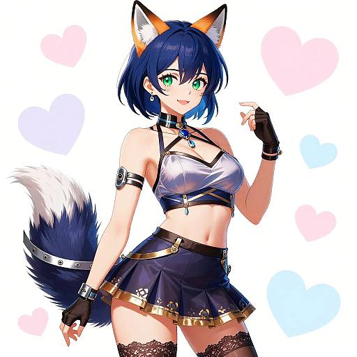 Confident Anime Fox Girl Illustration