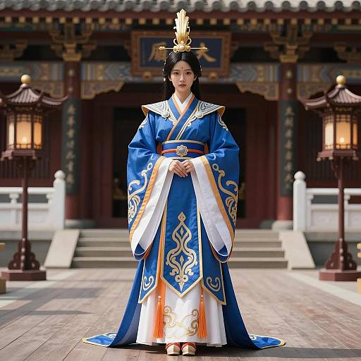 Elegant Asian Woman in Traditional Attire