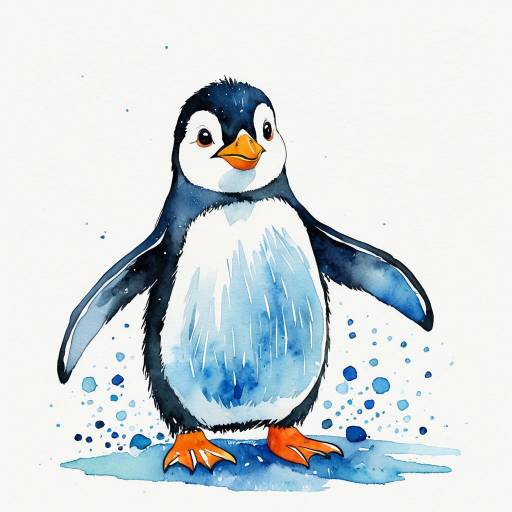 Whimsical Watercolor Penguin Illustration