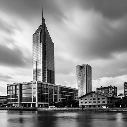 Futuristic Black and White Cityscape