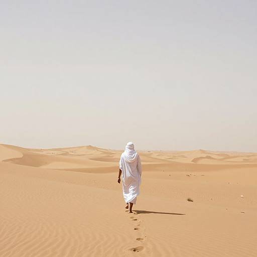 Solitary Figure in Otherworldly Desert