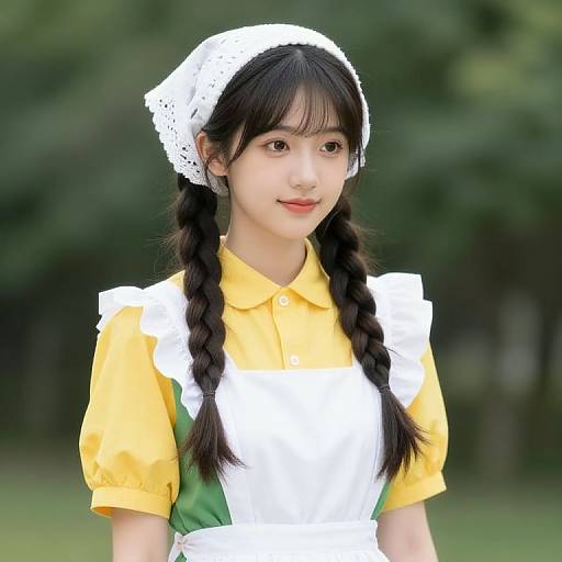 Girl with Braids and Bonnet